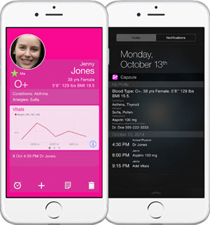 CapzulePHR app interface