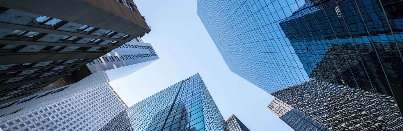 Skyscrapers perspective shot looking up