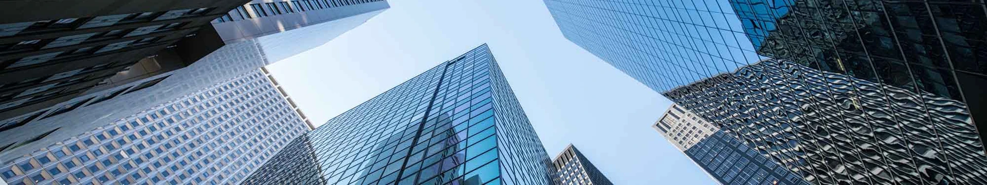 Skyscrapers perspective shot looking up