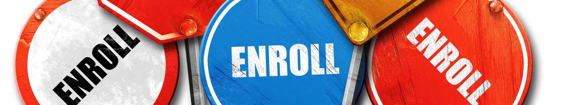 Street signs that say "enroll"